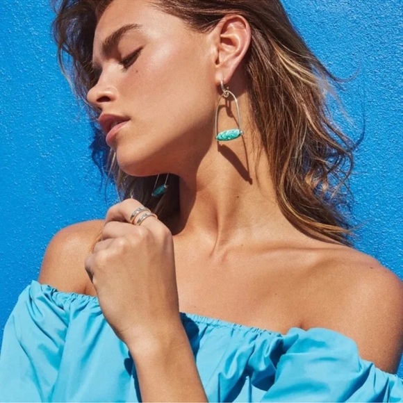 Kendra Scott Gold and Blue Geometric Earrings